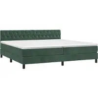 Syfax Cama box spring con colchón terciopelo verde oscuro 200x200 cm