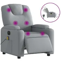 Syfax Sillón reclinable de masaje eléctrico tela gris claro