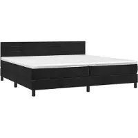 Syfax Cama box spring con colchón terciopelo negro 200x200 cm