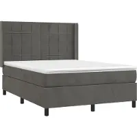 Syfax Cama box spring con colchón terciopelo gris oscuro 140x200 cm