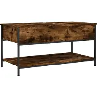 Syfax Mesa de centro madera ingeniería metal roble humo 100x50x50 cm