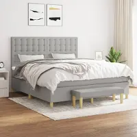 Prolenta Maison Exclusive - Base de cama con somier y colchón, color gris claro, 180 x 200 cm, tejido