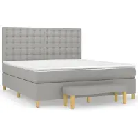 Syfax Cama box spring con colchón tela gris claro 180x200 cm