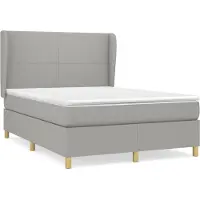 Syfax Cama box spring con colchón tela gris claro 140x190 cm
