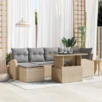Prolenta Maison Exclusive - Juego de sofá de jardín de 7 piezas. Ratán sintético en color beige y gris claro