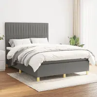 Prolenta Maison Exclusive - Base de cama con somier y colchón, color gris oscuro, 140 x 190 cm, material: textil