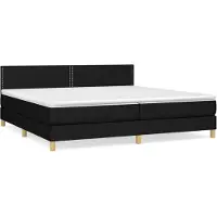 Syfax Cama box spring con colchón tela negro 200x200 cm