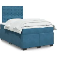 Prolenta Maison Exclusive: Base de cama con somier y colchón, color azul, 120 x 190 cm, tapizada en terciopelo