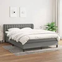 Prolenta Maison Exclusive - Base de cama con somier y colchón, color gris oscuro, 140 x 190 cm, material: textil