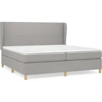 Syfax Cama box spring con colchón tela gris claro 200x200 cm
