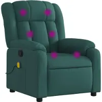 Syfax Sillón de masaje reclinable de tela verde oscuro