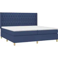 Syfax Cama box spring con colchón tela azul 200x200 cm