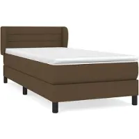 Syfax Cama box spring con colchón tela marrón oscuro 90x200 cm