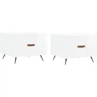 Syfax Mesa de centro 2 uds madera ingeniería blanco brillo 50x50x40cm