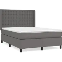Syfax Cama box spring con colchón cuero sintético gris 140x200 cm