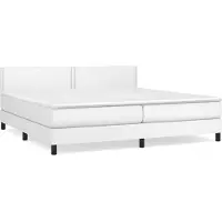 Syfax Cama box spring con colchón cuero sintético blanco 200x200 cm