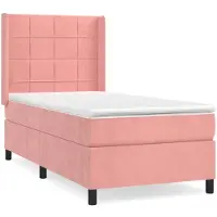 Syfax Cama box spring con colchón terciopelo rosa 80x200 cm