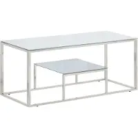 Prolenta Maison Exclusive - Mesa de centro de acero inoxidable plateado y cristal templado