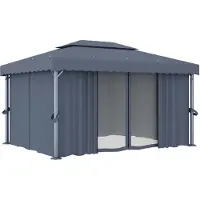 Syfax Cenador con cortina gris antracita aluminio 4x3 m