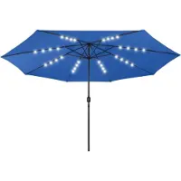 Syfax Sombrilla de jardín con luces LED azul celeste 400 cm