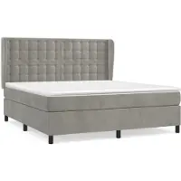 Syfax Cama box spring con colchón terciopelo gris claro 160x200 cm