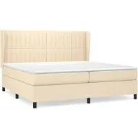 vidaXL Cama con somier y colchón de color crema, 200x200 cm, tapizada en tela