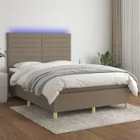 Prolenta Maison Exclusive: Base de cama con somier, colchón y luces LED, color beige, 140x190 cm, tapizada en tela