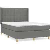 Syfax Cama box spring con colchón tela gris oscuro 140x190 cm