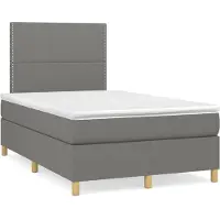 Syfax Cama box spring con colchón tela gris oscuro 120x200 cm