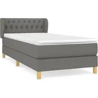 Syfax Cama box spring con colchón tela gris oscuro 100x200 cm