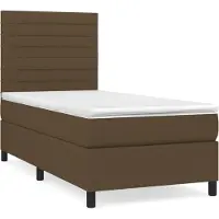 Syfax Cama box spring con colchón tela marrón oscuro 80x200 cm