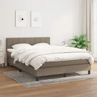 Prolenta Maison Exclusive: Base de cama con somier y colchón, color taupe, 140x190 cm, tapizado en tela