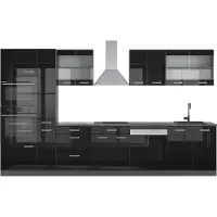 Vicco Mueble de cocina R-Line /antracita de alto brillo 350 cm con armario alto, ET Antracita, Model 49829