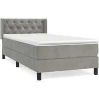Syfax Cama box spring con colchón terciopelo gris claro 80x200 cm