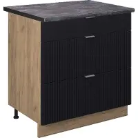 Vicco Mueble bajo de cocina Fame-Line Rayas negras 80 cm con 3 cajones, ET Antracita, Model 50907
