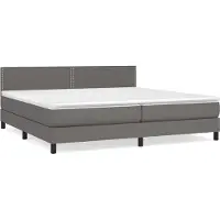 Syfax Cama box spring con colchón cuero sintético gris 200x200 cm