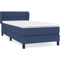 Syfax Cama box spring con colchón tela azul 100x200 cm