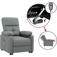 vidaXL Sillón reclinable eléctrico, color gris oscuro, tapizado en tela