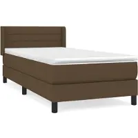 Syfax Cama box spring con colchón tela marrón oscuro 80x200 cm