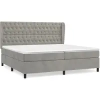Syfax Cama box spring con colchón terciopelo gris claro 200x200 cm