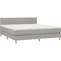 Syfax Cama box spring con colchón tela gris claro 180x200 cm