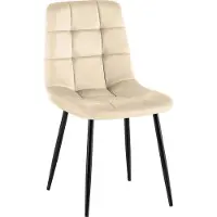 CLP Silla de comedor Antibes, tapizada, ideal para la cocina. Asiento de terciopelo con respaldo y estructura de metal negro. Silla acolchada con capacidad de carga de hasta 150 kg. Color: crema