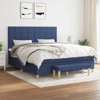 Prolenta Maison Exclusive: Base de cama con somier y colchón, color azul, 160x200 cm, material textil