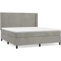 Syfax Cama box spring con colchón terciopelo gris claro 160x200 cm