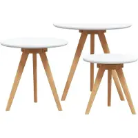 Syfax Mesa de Café 3 pcs Marrón Madera de Nogal Sólido