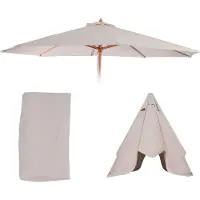 Mendler Funda de repuesto para sombrilla Florida, funda de repuesto para sombrilla, diámetro 3,5m, 8 varillas, poliéster, color crema-blanco