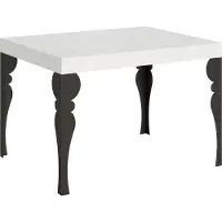 Itamoby Mesa extensible de 80x120/204 cm, modelo Paxon, color blanco ceniza (blanco ash), estructura en color antracita