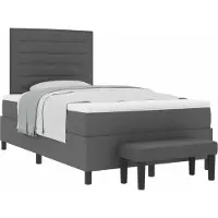 Syfax Cama tipo Box Spring con cojín Gris oscuro 120 x 200 cm tela