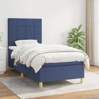 Prolenta Maison Exclusive: Base de cama con somier y colchón, color azul, 100x200 cm, tapizada