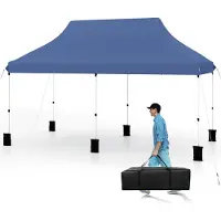 Costway , pabellón de 3x6 metros, toldo para fiestas, resistente al agua, estable, protección UV 50+, altura ajustable, pabellón para jardín con bolsa de transporte, color azul